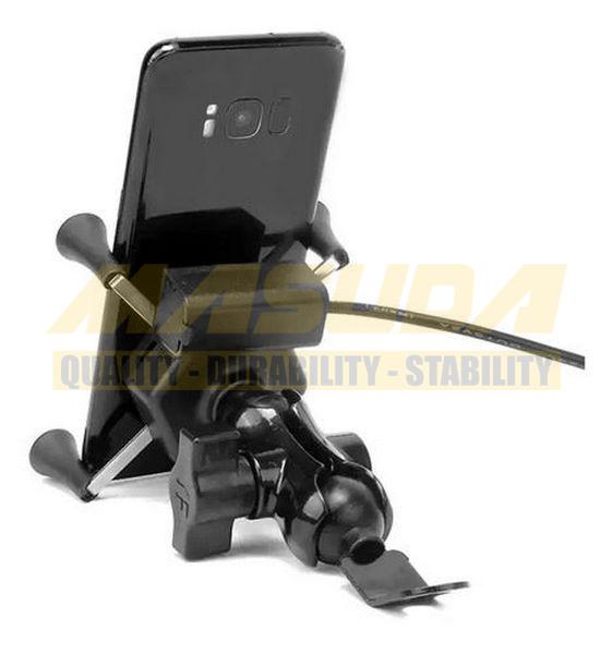 PORTA CELULAR CON CARGADOR USB IR-3017 REFORZADO BASE ESPEJO