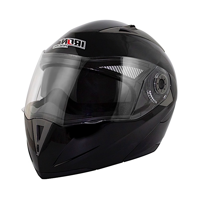 CASCO ABATIBLE DOBLE MICA DOT LISO NEGRO BRILLO L