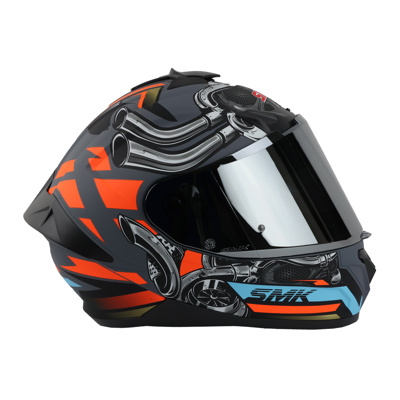CASCO SMK TYPHOON NEGRO/NARANJA MATE MICA ESPEJO MA676 CERRADO XL